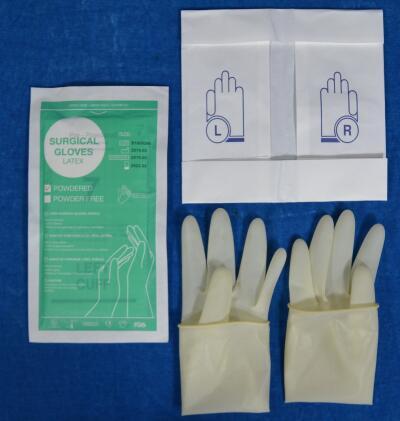 brown surgical gloves
